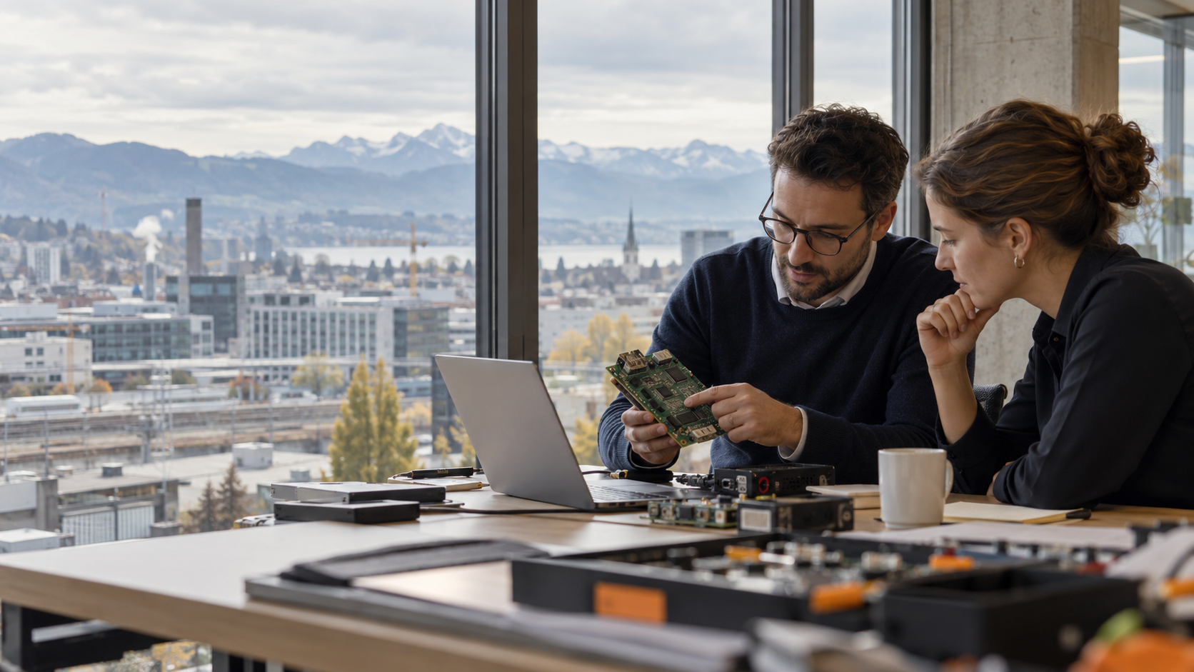 KI-Team prüft Technik an einem Schweizer Unternehmensstandort